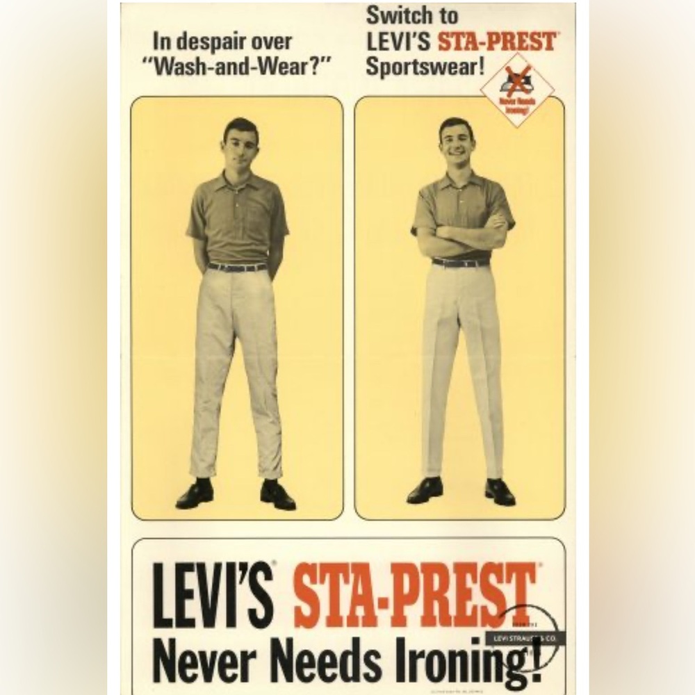 60s Vintage Big E Levi’s Sta-Press White Pants Plus Size - Picture 14 of 14